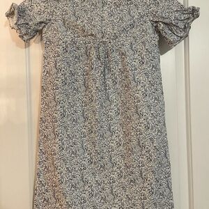 Blue Floral Puff-Sleeve Casual Dress for Girls size 10